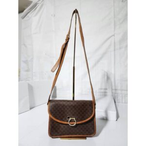 CELINE Vintage Macadam Canvas Shoulder/Crossbody Bag Brown