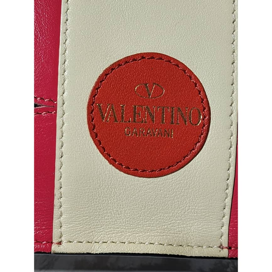 VALENTINO GARAVANI Calfskin Carmen Shoulder Bag Black/Deep Rose Pink - Image 6