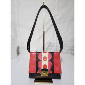 VALENTINO GARAVANI Calfskin Carmen Shoulder Bag Black/Deep Rose Pink