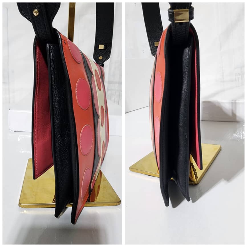 VALENTINO GARAVANI Calfskin Carmen Shoulder Bag Black/Deep Rose Pink - Image 11