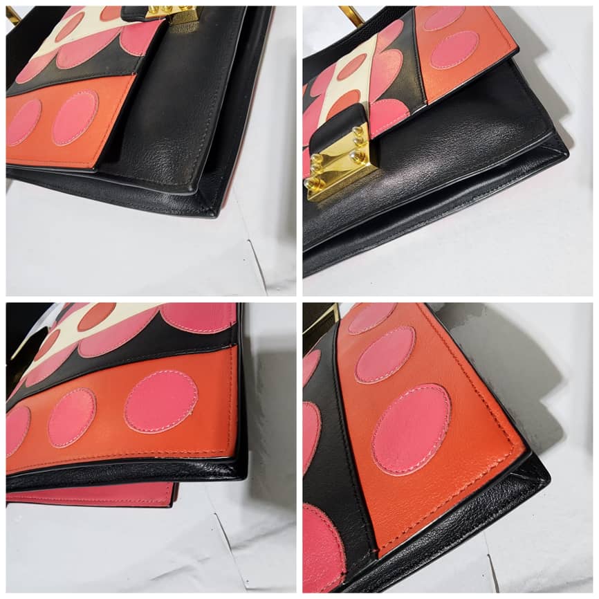 VALENTINO GARAVANI Calfskin Carmen Shoulder Bag Black/Deep Rose Pink - Image 15