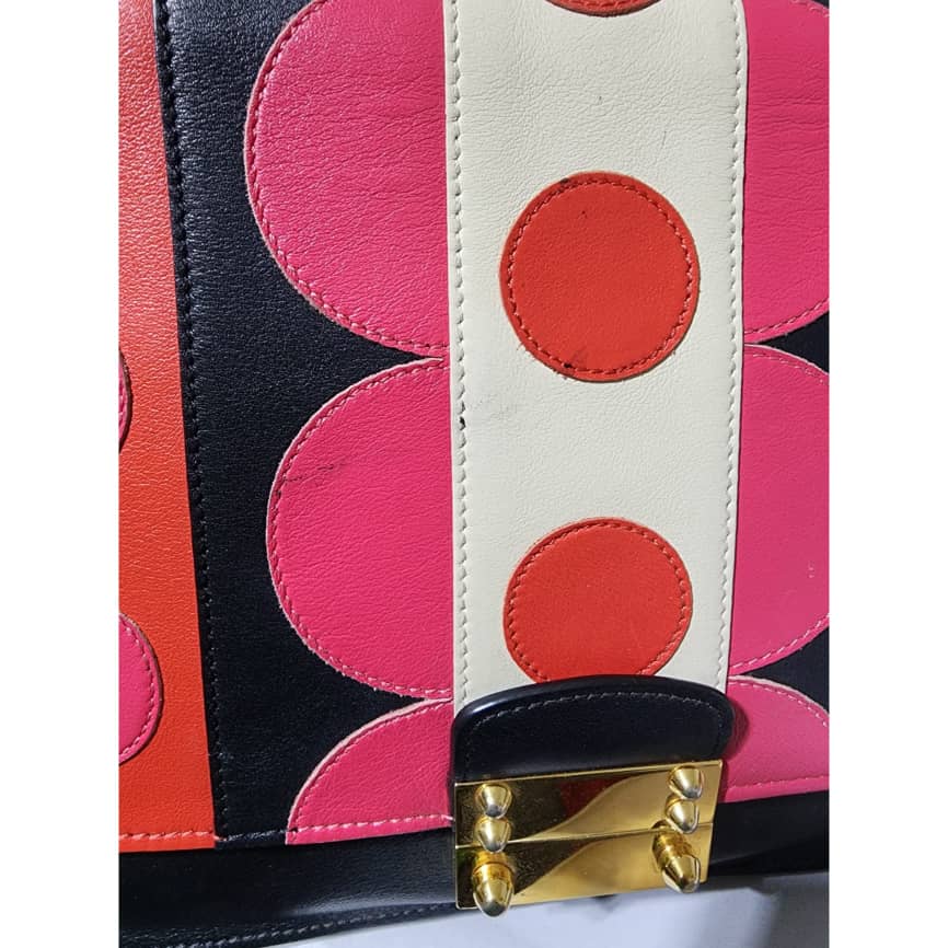 VALENTINO GARAVANI Calfskin Carmen Shoulder Bag Black/Deep Rose Pink - Image 12