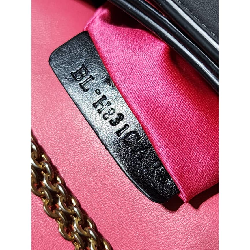 VALENTINO GARAVANI Calfskin Carmen Shoulder Bag Black/Deep Rose Pink - Image 4