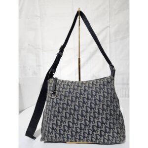 CHRISTIAN DIOR Diorissimo Trotter Messenger Bag Navy Blue/Grey