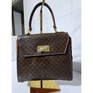 Celine Vintage Macadam Turn Lock 2WAY Top Handle Bag Brown