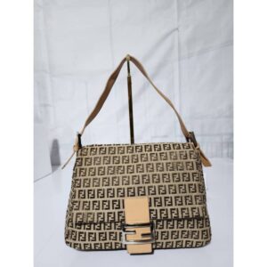 Fendi Zucchino Canvas Mamma Forever Shoulder Bag Brown/Beige
