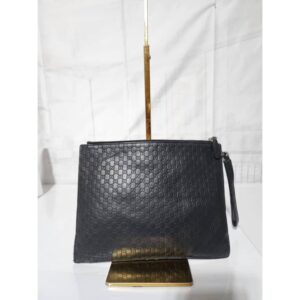 Gucci Zip Microguccissima Leather Large Wristlet Black